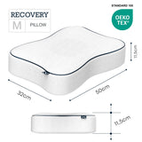 Größe, Höhe, Breite des smart® Recovery Pillow, ergonomisches Kissen aus Memory Schaum für Rückenschläfer und Seitenschläfer. Ergonomisch zertifiziert für gesunden Schlaf gegen Kopf und Nackenverspannung.