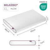 Größe, Höhe, Breite des smart® Relaxing+ Pillow, großes flaches Entspannungs Kissen aus atmungsaktivem Memory Schaum für Bauchschläfer