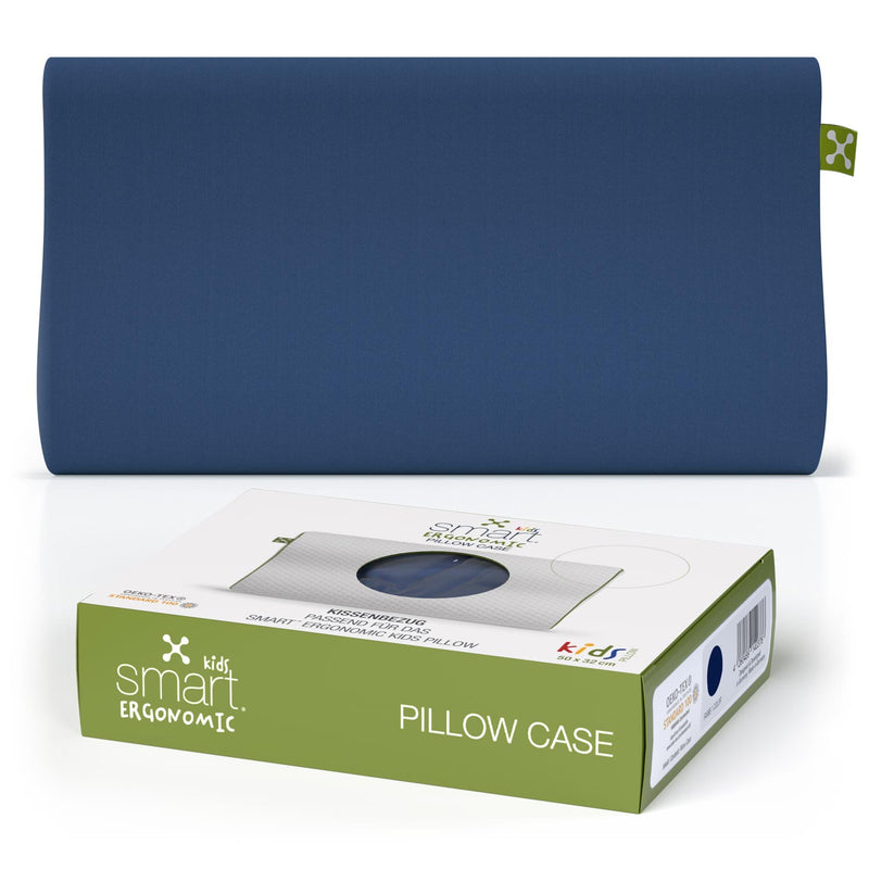 smart® Kids Ergonomic Pillow Case, weicher Kissenbezug aus Baumwolle passgenau für das ergonomische Kinder-Kopfkissen smart® Kids Ergonomic Pillow in der Farbe Dunkelblau