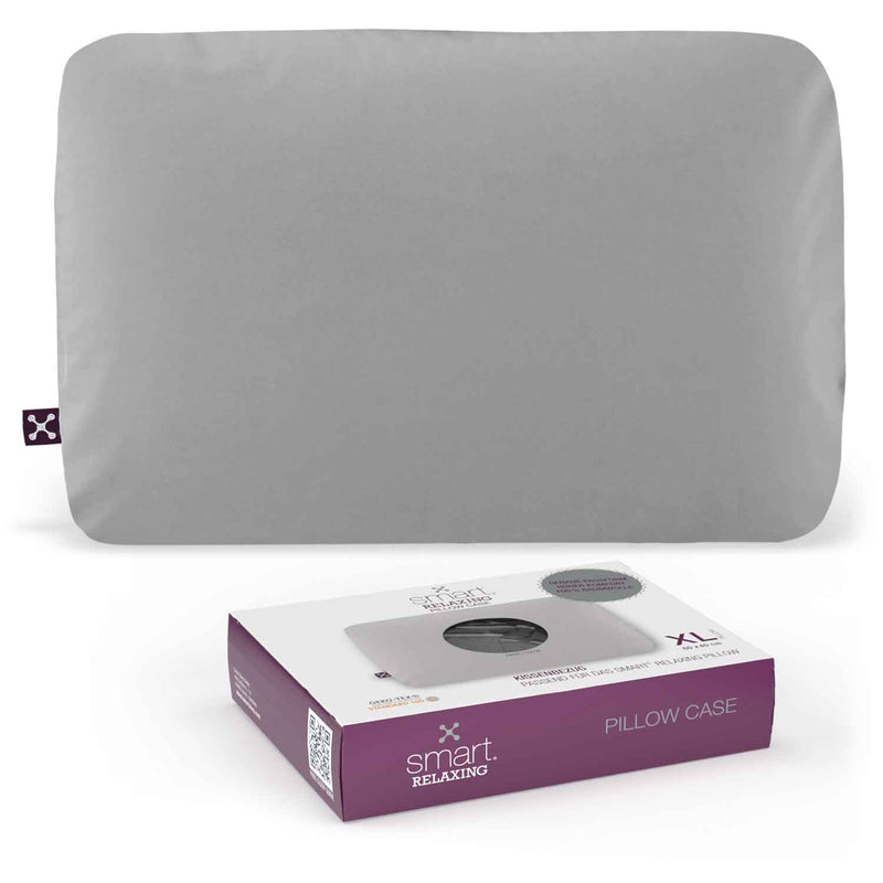 smart® Relaxing Pillow Case, weicher Kissenbezug aus Baumwolle passgenau für das flache Bauchschläfer-Kopfkissen smart® Relaxing Pillow in der Farbe Grau